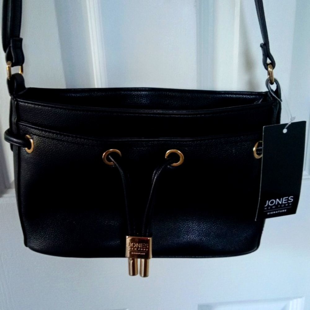 Jones New York Black Crossbody Bag with Gold Accents - Picture 3 of 5